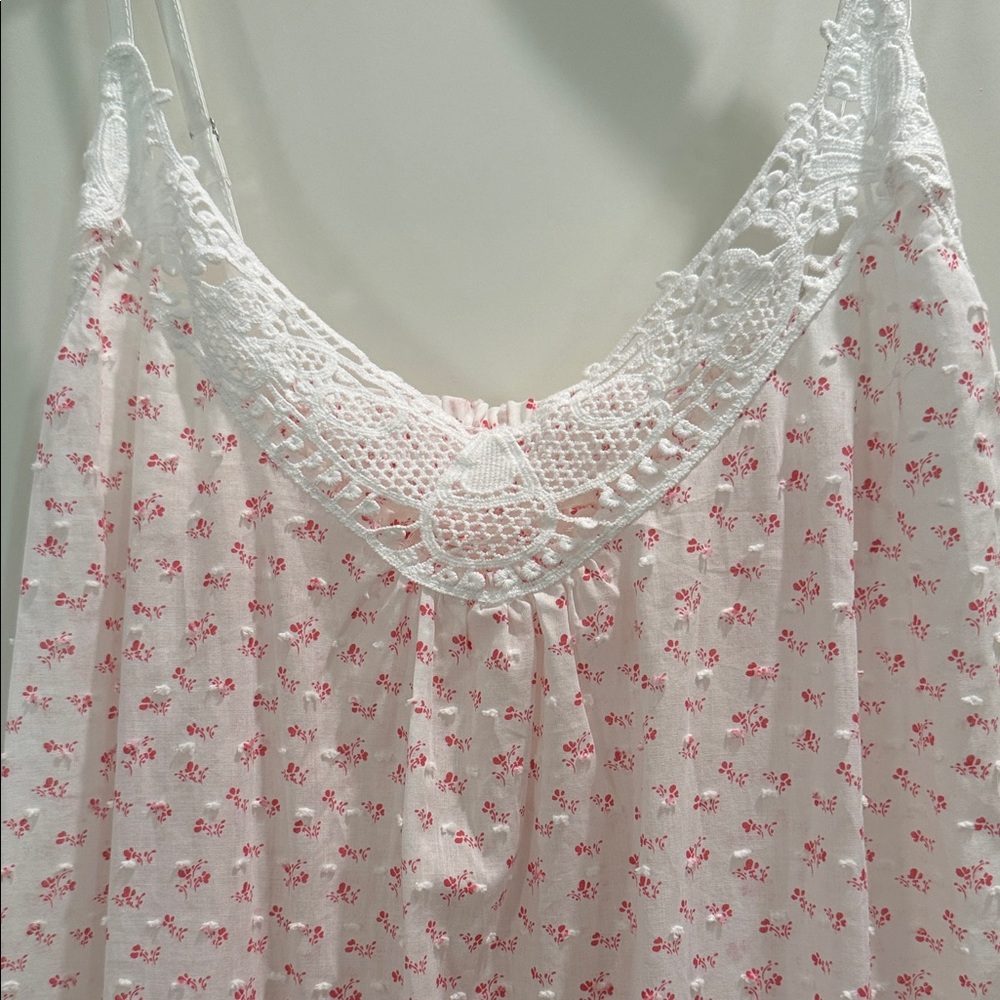 PAPINELLE NIGHTGOWN LAYLA LACE FRONT SWISS DOT MAXI ANKLE LENGTH NWT sz M